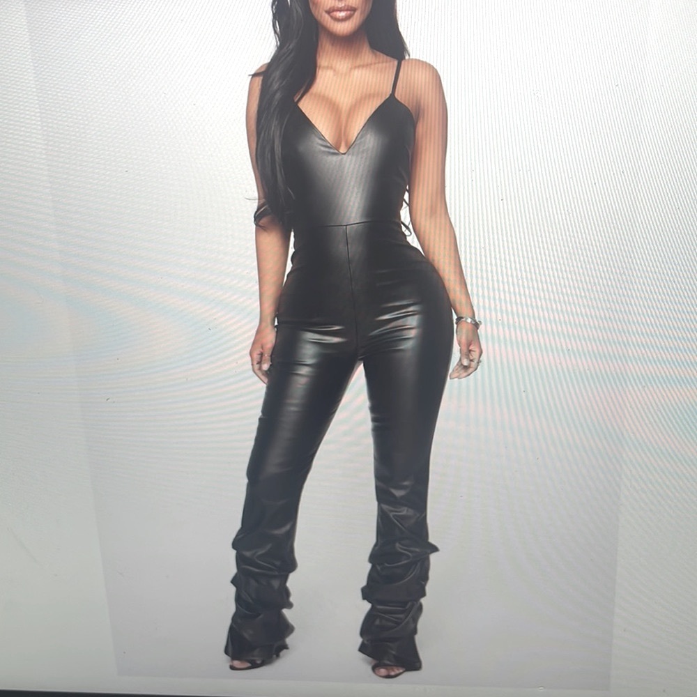 Faux leather jumpsuit